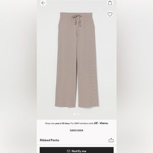 H&M comfy ribbed pants with drawstring in light taupe size L